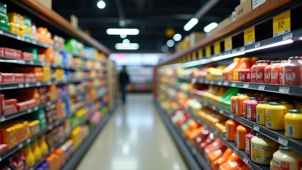 Marché européen avec produits et affichage des prix